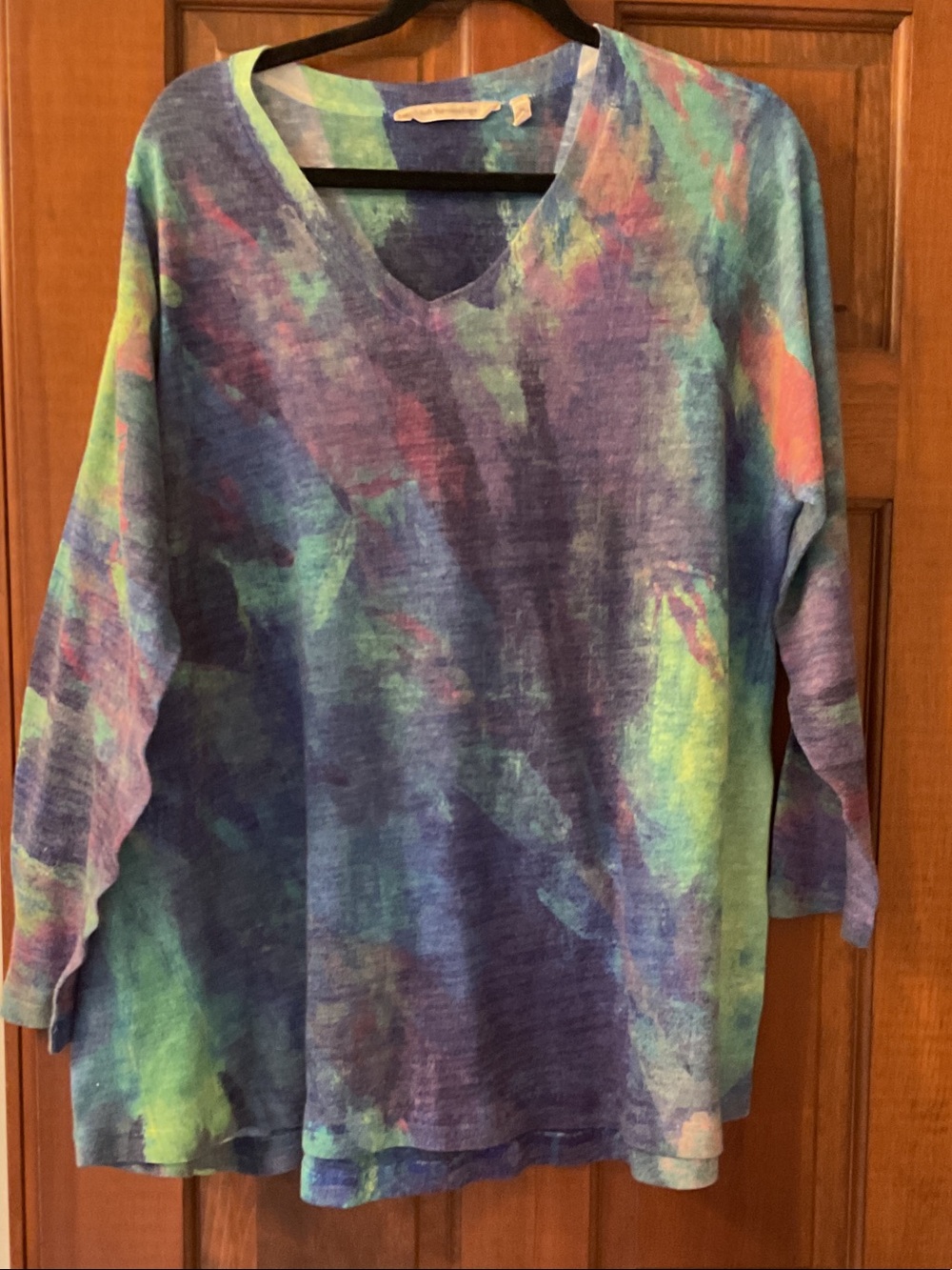 Soft Surroundings Multicolor Tie-Dye V-Neck Pullover
